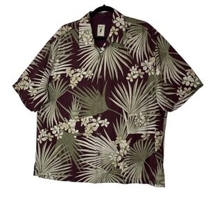 Jamaica Jaxx 100% Silk Shirt Mens XL Aloha Jacquard Classic‎ Short Sleeve
